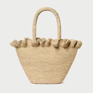 Loeffler Randall Cyrus Natural Ruffled Woven Tote